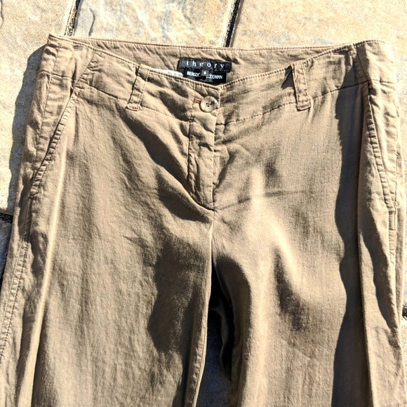 Theory Pants & Jumpsuits Theory Khaki Linen Pants 6 S Poshmark